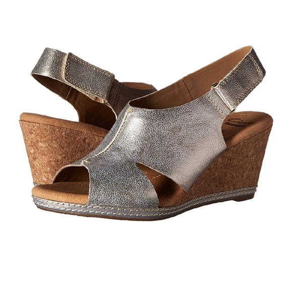 Clarks Shoes - Clarks NWOB Helios Pewter Wedge